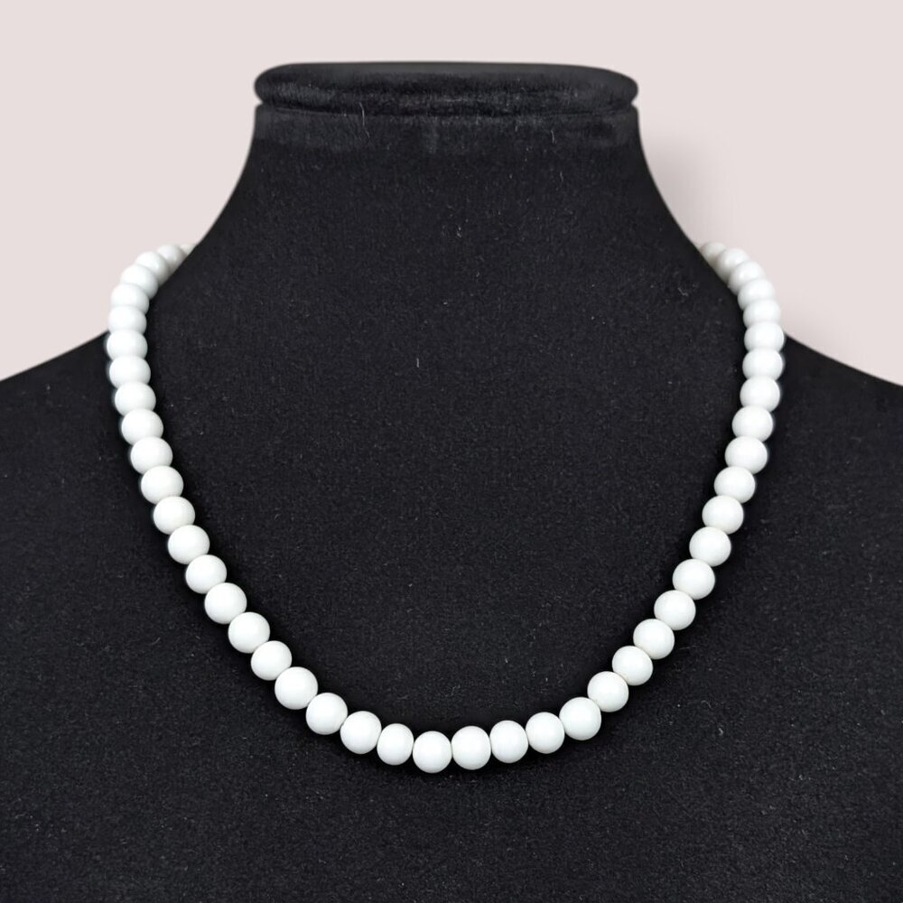 V. Milk Glass Beaded Choker-Length Necklace